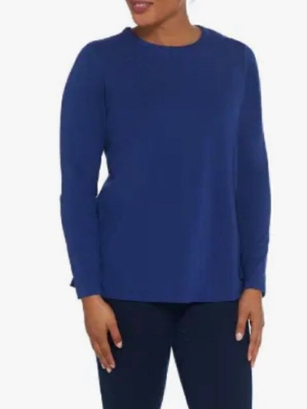 Denim & Co. Essentials Crew Neck Long-Sleeve Knit Top